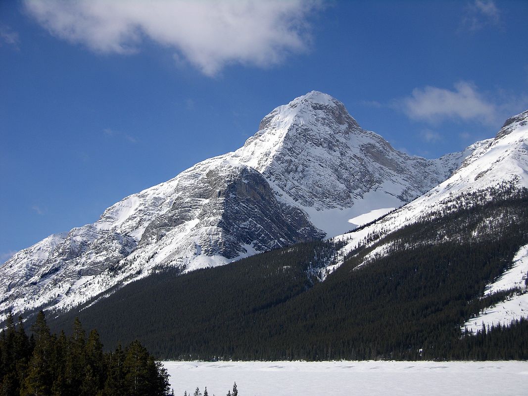 07 Mount Nestor Above Spray Lake From Highway 742 Smith-Dorrien Spray Trail In Kananaskis In Winter